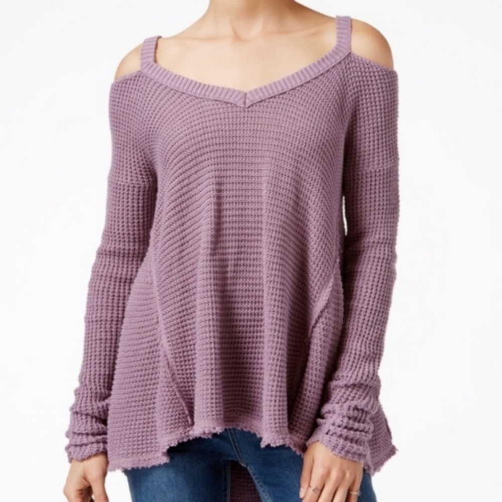 Free People Moonshine Purple Cold Shoulder Sweater - Picture 1 of 8